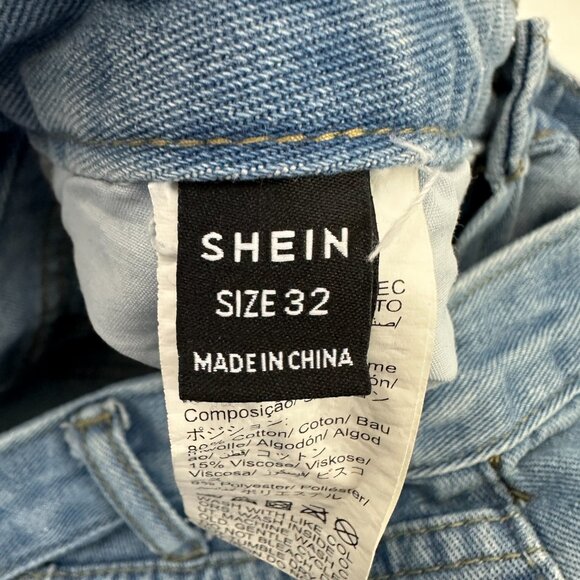 Shein Straight Leg Women's size 32 Medium Wash Blue Denim Jeans - Picture 3 of 5